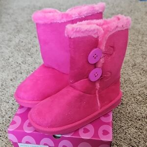 Pink Kids Boots with Buttons